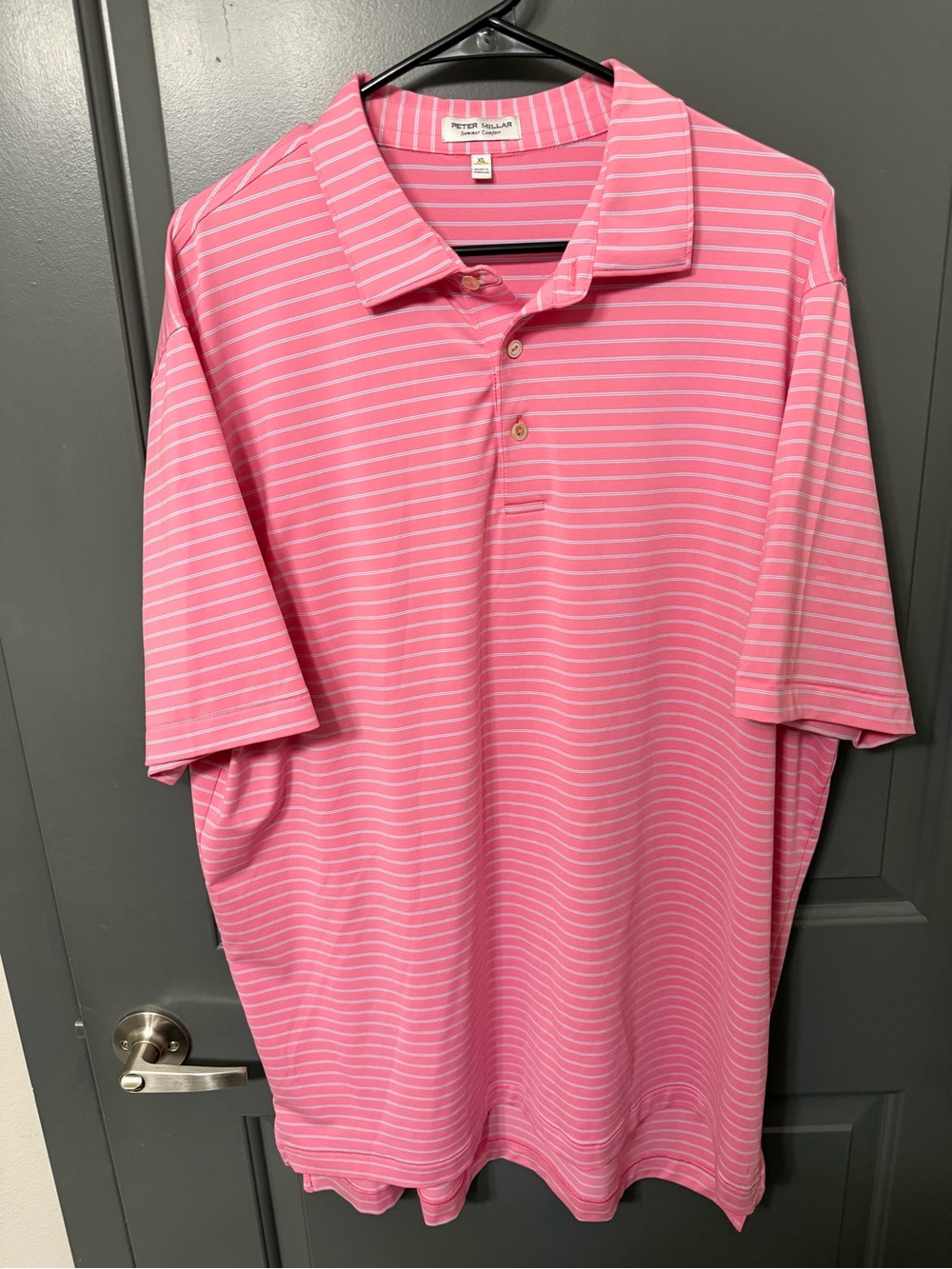 Peter Millar Summer Comfort Polo Men’s XL Pink Striped Golf Shirt